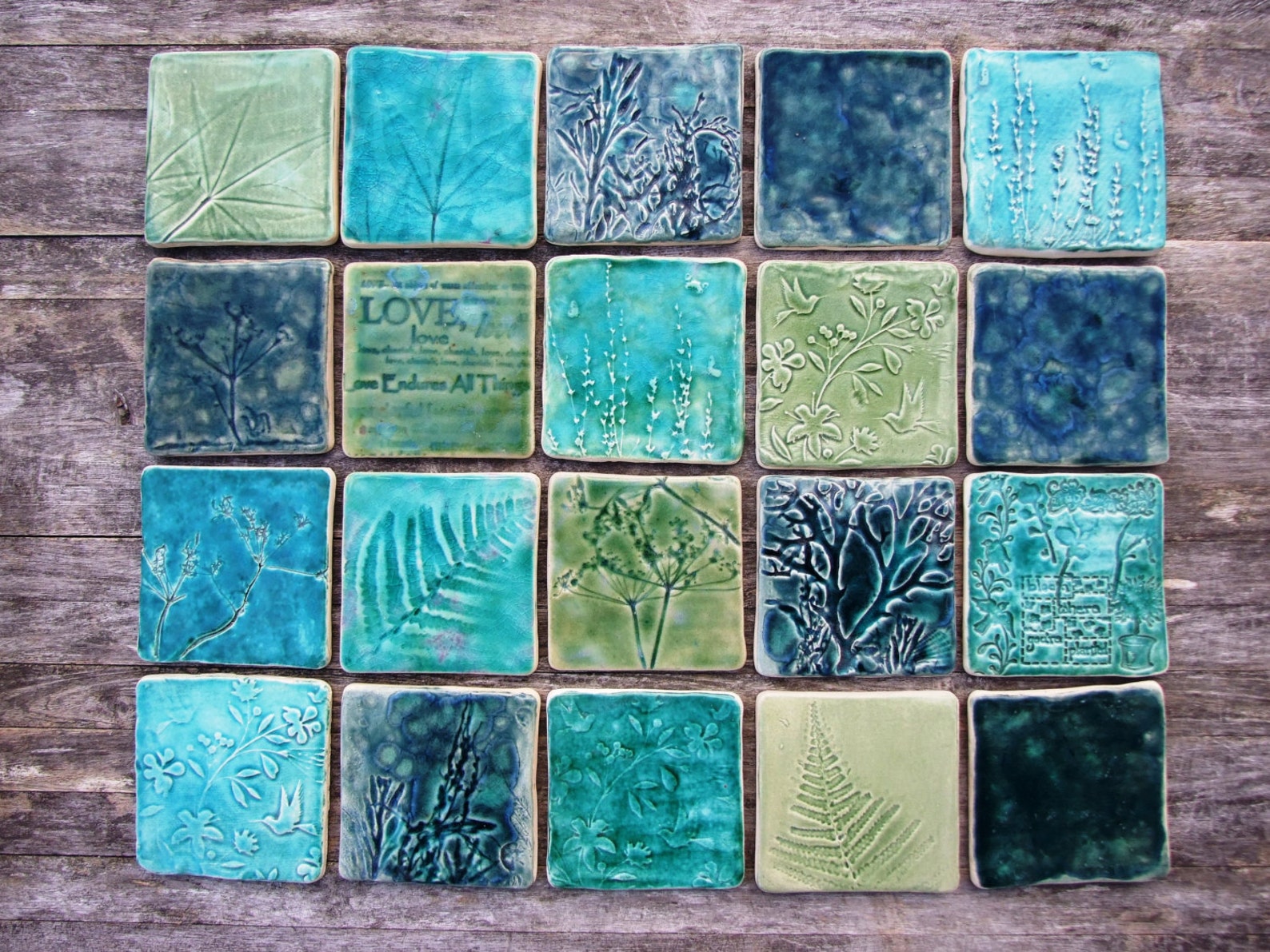Handmade ceramic tile splash back green turquoise teal 20 Etsy