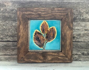 Autumn leaf tile, framed in reclaimed wood