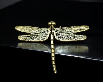 Antique Brass Dragonfly Handle Decorative Insect Furniture Knob Filigree Hardware