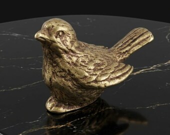 Figura de pájaro de latón de estilo vintage, pequeña estatua de animal de bronce, regalo coleccionable
