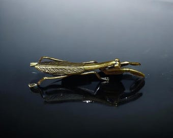 Antique Gold Mantis Statue Small Desk Decor Botanical Gift for Nature Lover