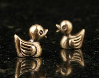 Figura de pato de latón de estilo vintage, pequeña estatua de pájaro de bronce, regalo de colección de animales