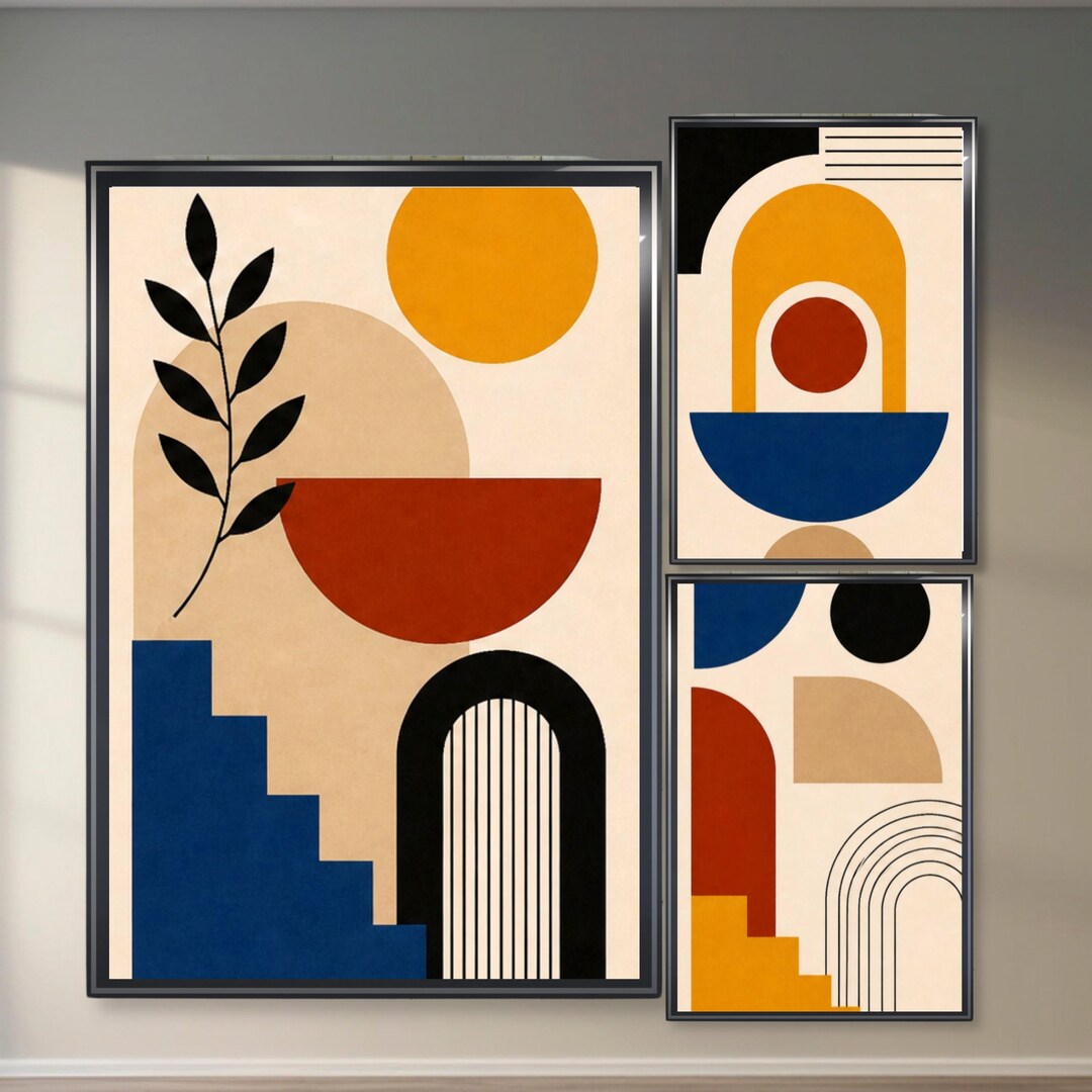 Geometric Bauhaus Printable Wall Art Minimalist Abstract Posters ...