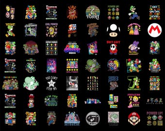 Paquete de imágenes prediseñadas PNG de Super Mario, Mario y sus amigos, Yoshi y Peach (descarga digital)