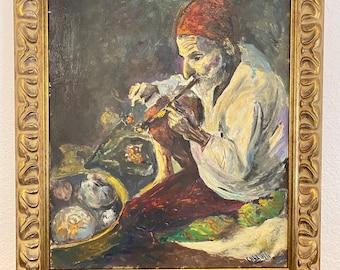Cuadro al óleo original francés de 1963, firmado y enmarcado.