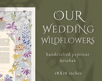 Our Wedding Wildflowers papercut ketubah for Jewish weddings | wedding vows keepsake