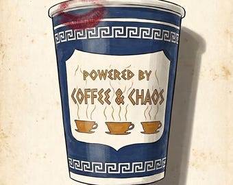 New York Coffee Cup Art Print, Retro Kitchen Wall Art, NYC Poster (Digital Download)