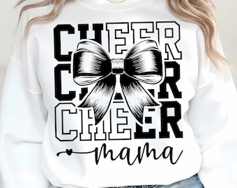 Coquette Cheer Mom SVG PNG, Cheerleading Mom Sublimation Design, Game Day Bow SVG, Sports Mom Shirt, Digital Download