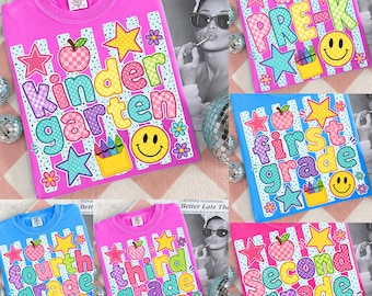 Preppy Back to School PNG Bundle, Coquette Teacher PNG, Summer School Grade Shirt Design, Pre-K 1st 2nd 3rd 4rth Grade Sublimation