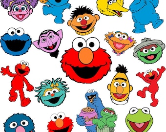 Pacchetto PNG di personaggi di mostri di strada / Clipart di volti di amici mostri / PNG di personaggi dei cartoni animati / Design per magliette per feste per bambini / Download digitale