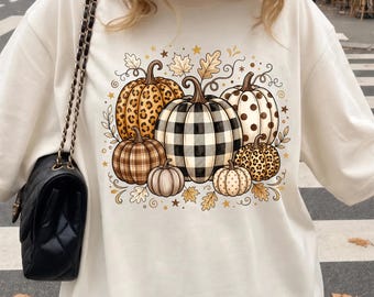 Fall Pumpkin PNG | Leopard Print Pumpkin PNG | Polka Dot Fall Sublimation | Trendy Autumn Shirt Design | Boho Fall PNG | Instant Download