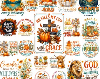 Fall Christian PNG Bundle, Faith Autumn PNG, Pumpkin Spice Shirt Design, Trendy Christian Fall Sublimation, Pumpkin PNG, Digital Download