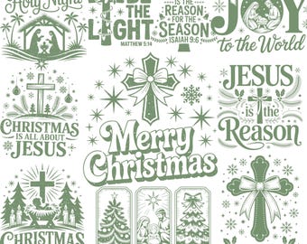Christmas Christian SVG Bundle | Religious Holiday Bible Verse PNG Set | Jesus Faith Quotes Cricut Files | Christmas | PDF Sublimation