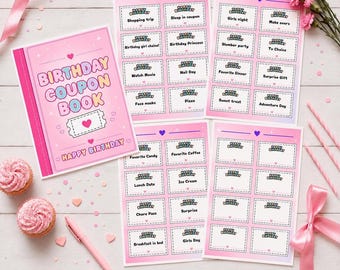 Cupones de cumpleaños para la cumpleañera / Vales de cumpleaños / Descarga instantánea /