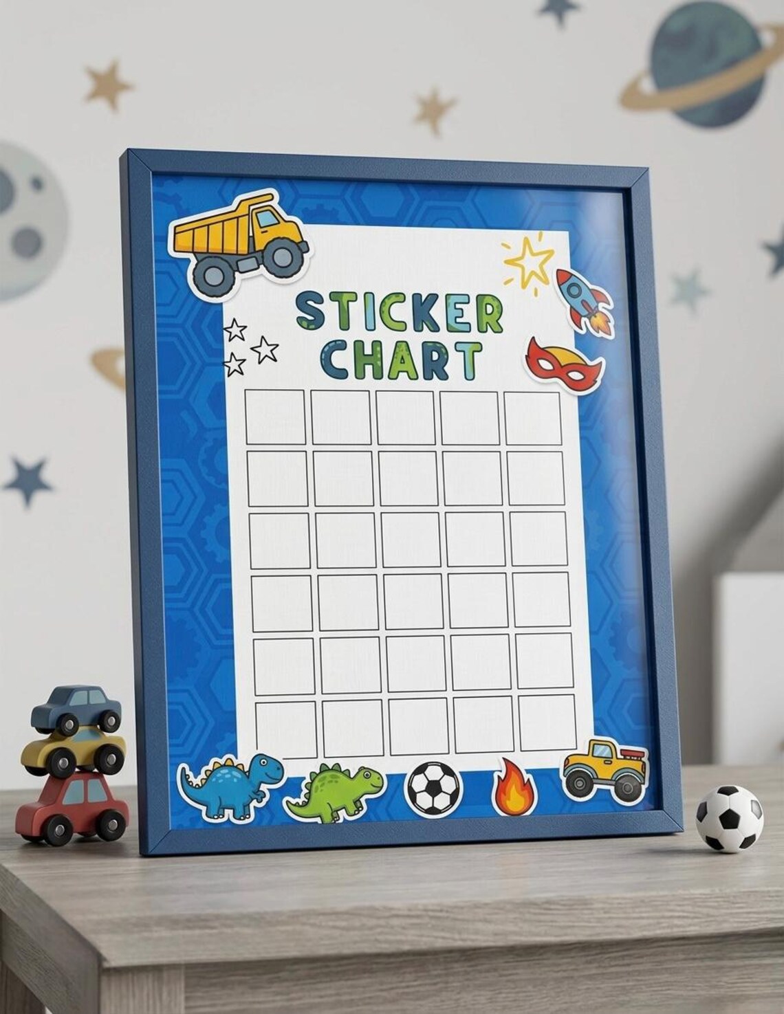 Blue Sticker Chart Printable for Kids | Reward & Behavior Chart ...