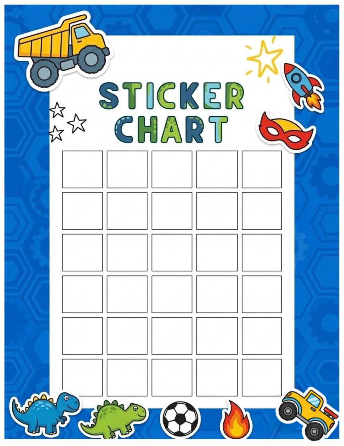 Blue Sticker Chart Printable for Kids | Reward & Behavior Chart ...