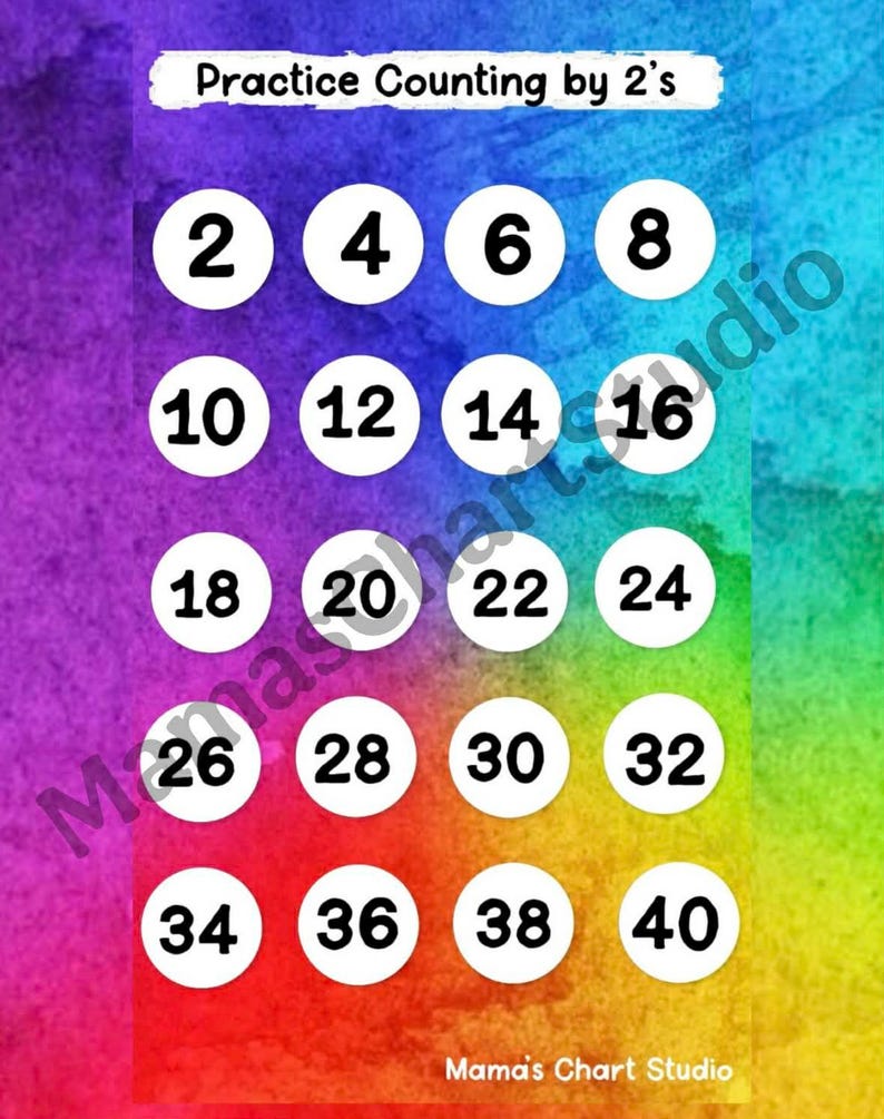 Skip Counting by 2s Chart Printable – Math Worksheet for Kids Learning ...