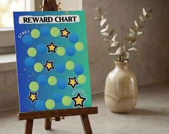 Tabla de recompensas para niños (azul, imprimible en PDF)