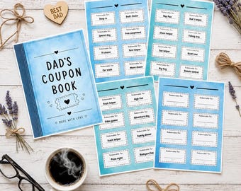 Libro de cupones para papá imprimible / Cupones prellenados y personalizables / Día del Padre / Cumpleaños de papá