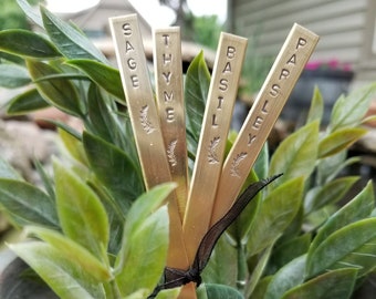 Garden Herb Markers - Brass 1/4" x 6"