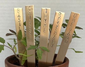 Brass Garden Herb Markers -1/2 inch wide by 6” inch length
