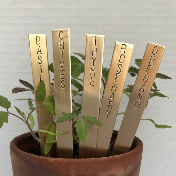 Brass Garden Herb Markers -1/2 inch wide by 6” inch length