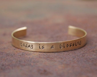 Personalized Hand Stamped 1/4" Brass Cuff Bracelet