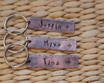 Copper Rectangle Hand Stamped Key Chain