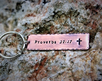 Hand Stamped Personalized Copper Key Chain