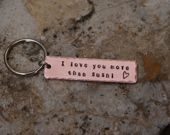 Copper Key Chain Personalized Hand Stamped with Quote