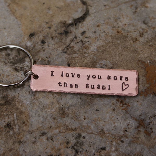 Copper Key Chain Personalized Hand Stamped with Quote