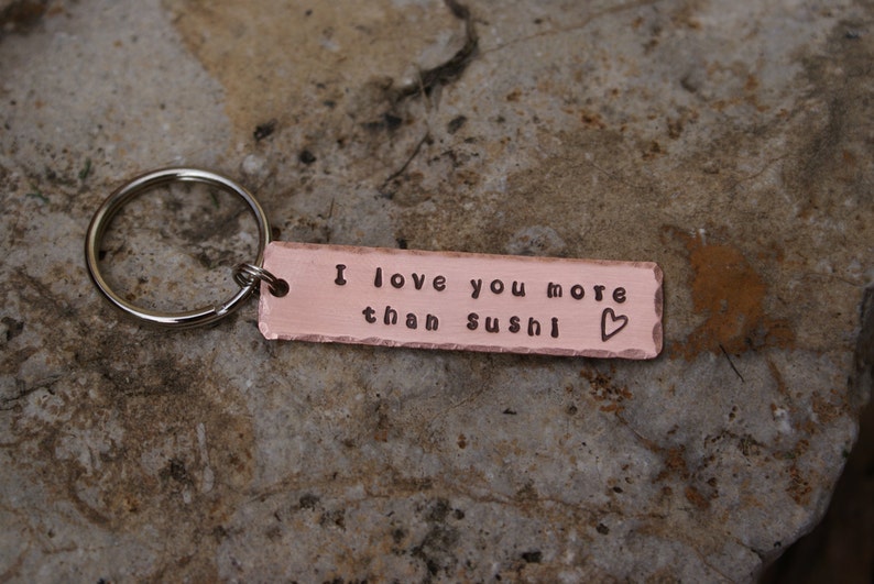 Copper Key Chain Personalized Hand Stamped With Quote Etsy