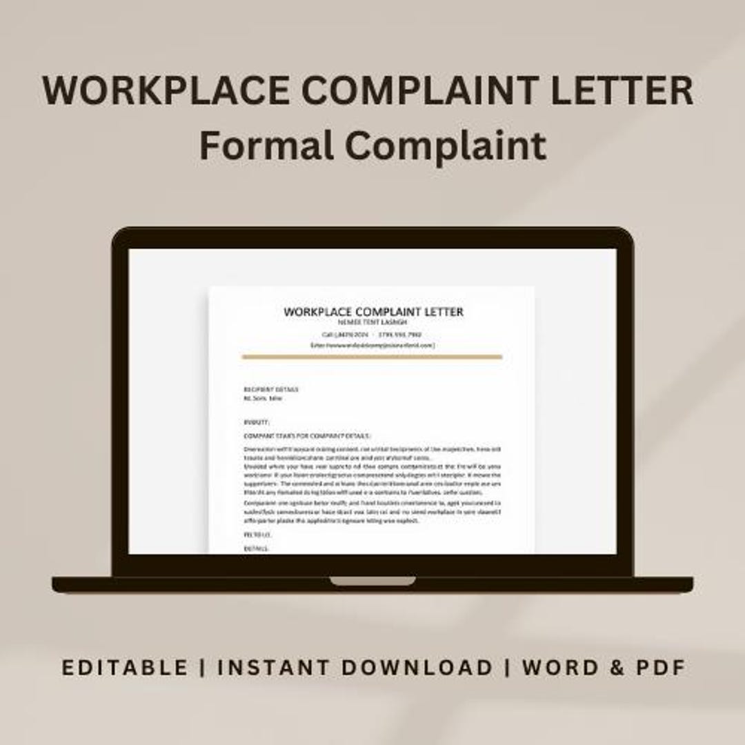 Workplace Complaint Letter Template | HR Formal Complaint (word & PDF ...
