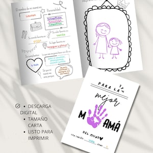 Spanskt målarkort för mors dag, kort Día de la Madre para Colorear, utskrivbar present till mamma, gör-det-själv-kort för mamma, resurs för spansklärare