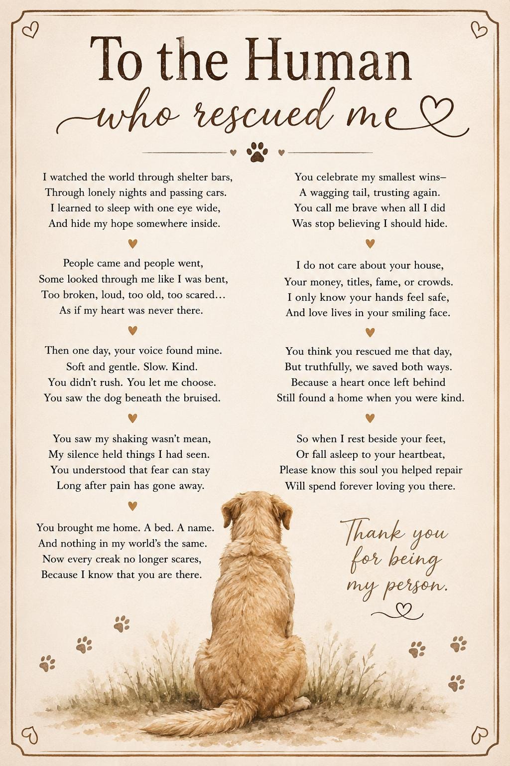 Rescue Dog Poem Printable – Digital Download - Etsy
