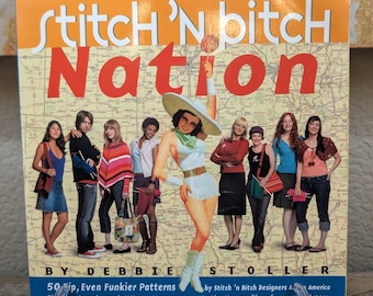 Libro de patrones de tejido Stitch ‘n Bitch Nation de Debbie Stoller, de segunda mano, para manualidades y bricolaje.
