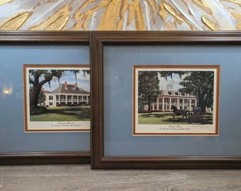 Brad Thompson Signed Prints Houmas House Destrehan Plantation Framed Set 2