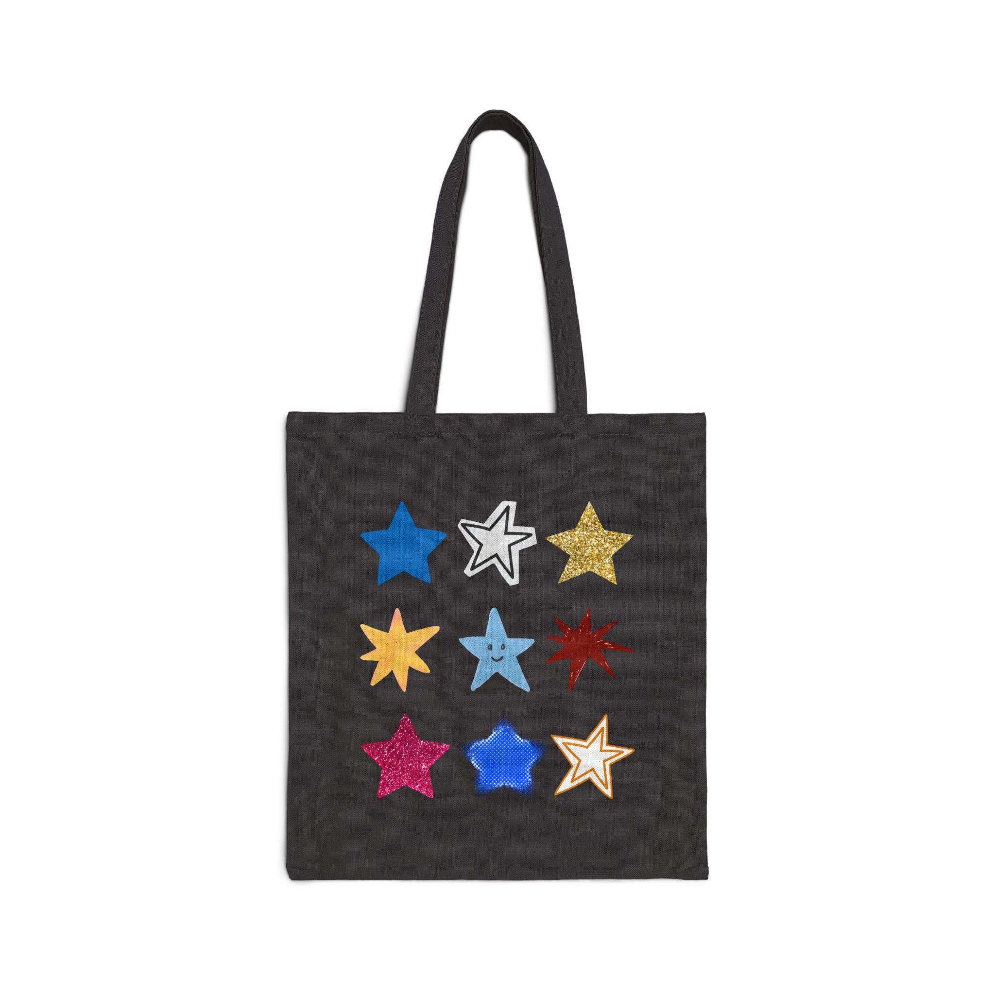 Star Pattern Bag Colorful Star Pattern Tote Bag | Canvas Shopping Bag, Kids Casual ...