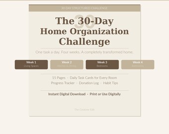 30-Day Home Organization Challenge | Daily Task Cards, Planner (Digital Download)