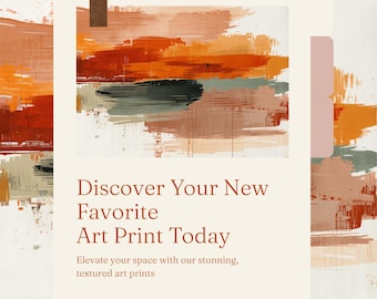 Abstract Brushstroke Print, Terracotta Teal Layered Wall Art (Digital Download)