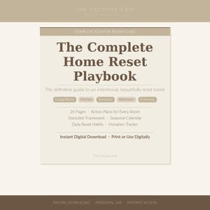 Le livre de jeu complet pour la réinitialisation de la maison | Guide d'organisation de la maison pièce par pièce | Liste de contrôle pour le désencombrement PDF | Aménageur de maison | Téléchargement instantané