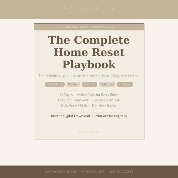 Home Reset Playbook | Room-by-Room Organization Guide (Digital Download