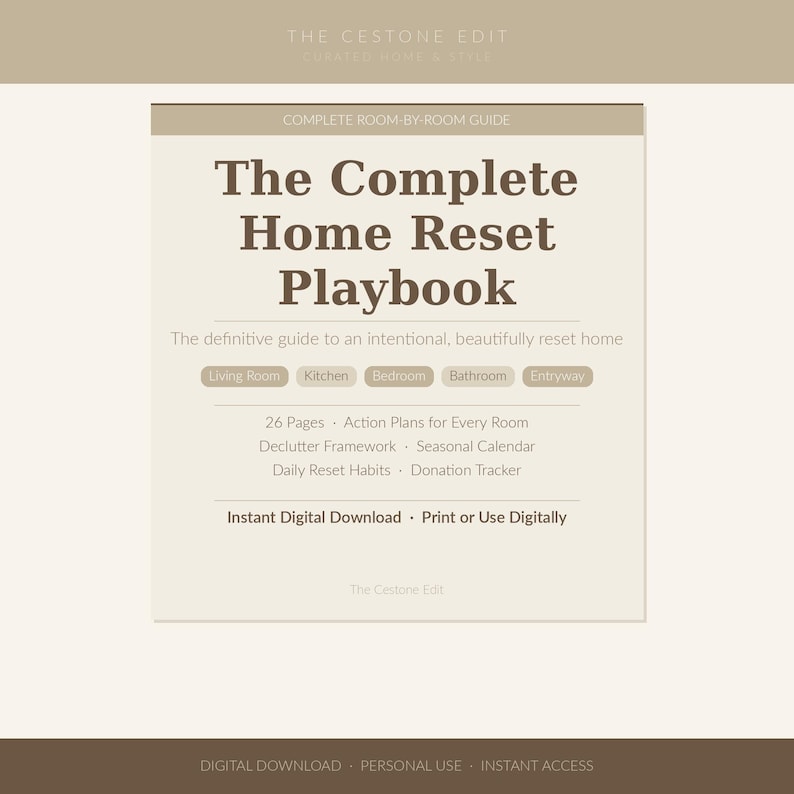 Home Reset Playbook | Room-by-Room Organization Guide (Digital Download image 1