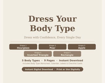 Body Type Style Guide | 5 Shapes, Outfit Ideas (Digital Download