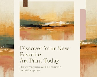 Teal Amber Abstract Landscape Art Print, Moody Valley Fog (Digital Download)