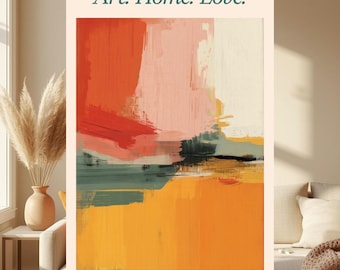 Abstract Teal Amber Print, Bold Color Block Wall Art (Digital Download)