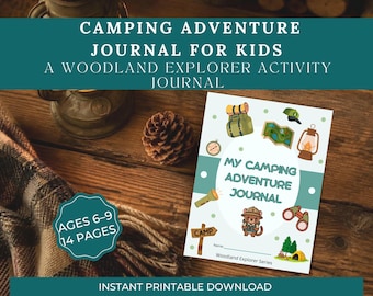 Diario di campeggio per bambini stampabile / Libro di attività naturalistiche / Caccia al tesoro all'aperto / Esploratore del bosco / Età 6-9