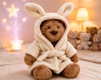 Customized Jellycat Bartholomew Bear Bathrobe Plush Doll - Dust Bag New - New with Tags