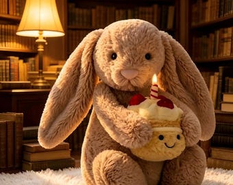 Customized Jelly cat Bashful Beige Bunny Plush – 31cm Birthday Cupcake Stuffed Animal Toy
