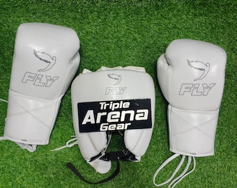 Guantes y casco de boxeo Fly / Equipo de entrenamiento de sparring de cuero